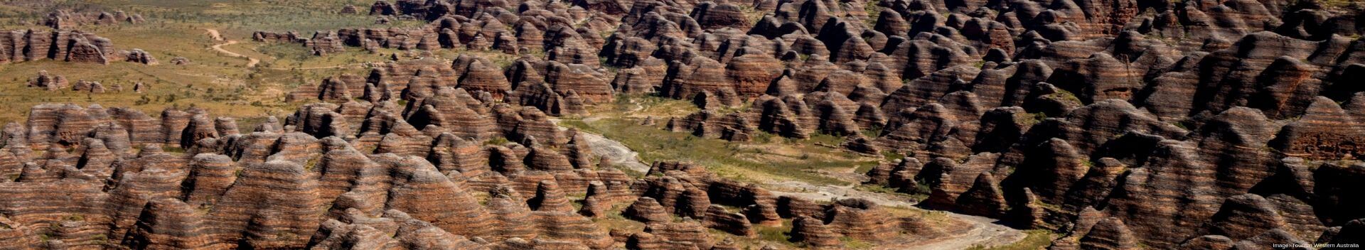 Aerial view of the Bungle Bungle Range, located in Purnululu National Park